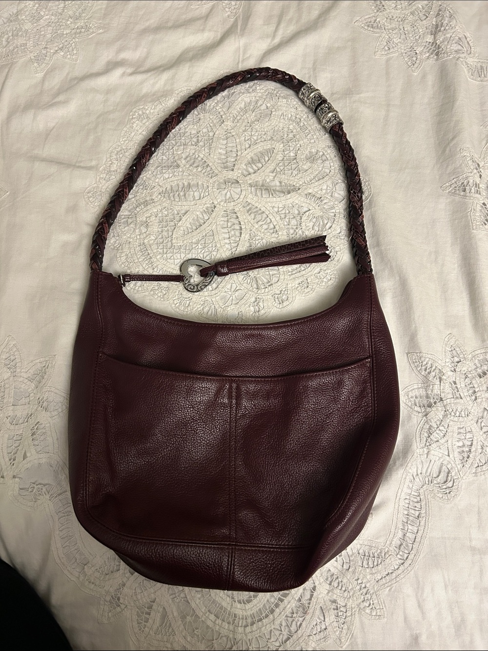 Brighton Barbados Ziptop Hobo bag Burgundy